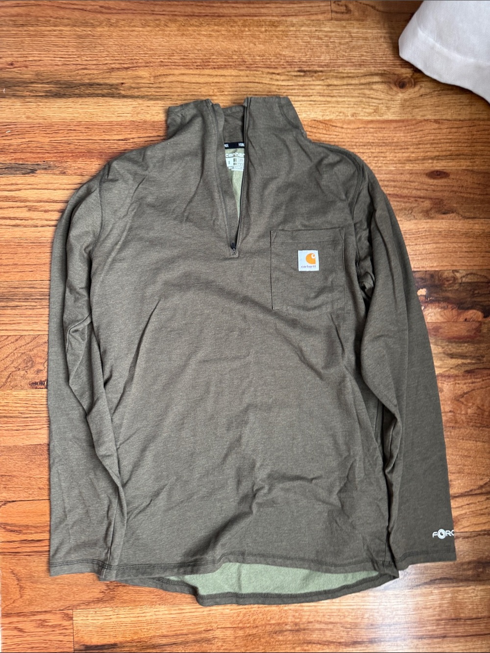 Carhartt Men’s Olive Green Zip-Neck Work Sweater
